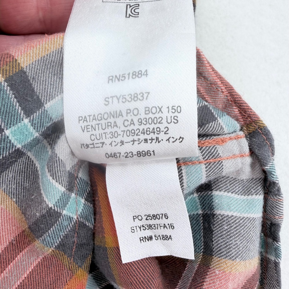 Patagonia Flannel Button Down Mens Medium Orange Plaid 53837 Excellent - Picture 6 of 8